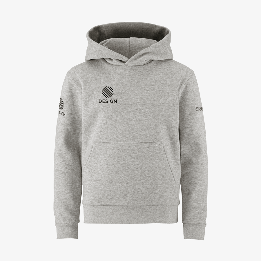 Grauer Craft-Hoodie für Kinder mit vollfarbigem Digitaltransferdruck an mehreren Positionen