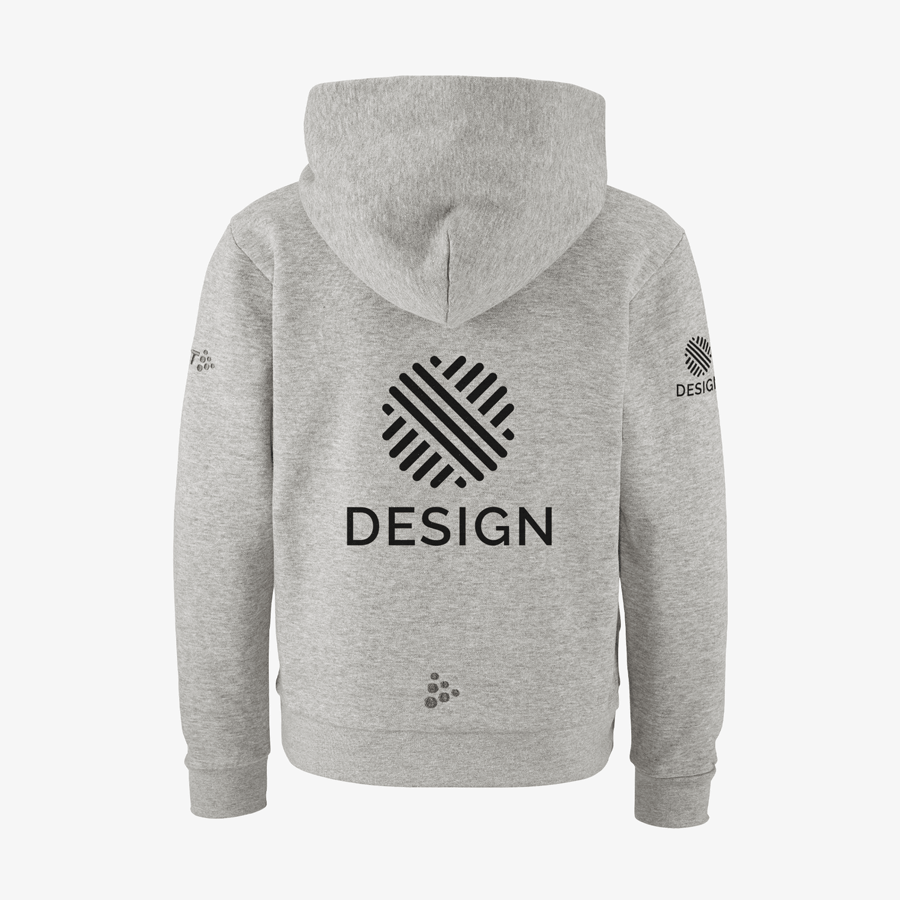 Craft-Hoodie in Grau Melange für Kinder mit großflächigem Aufdruck auf dem Rücken
