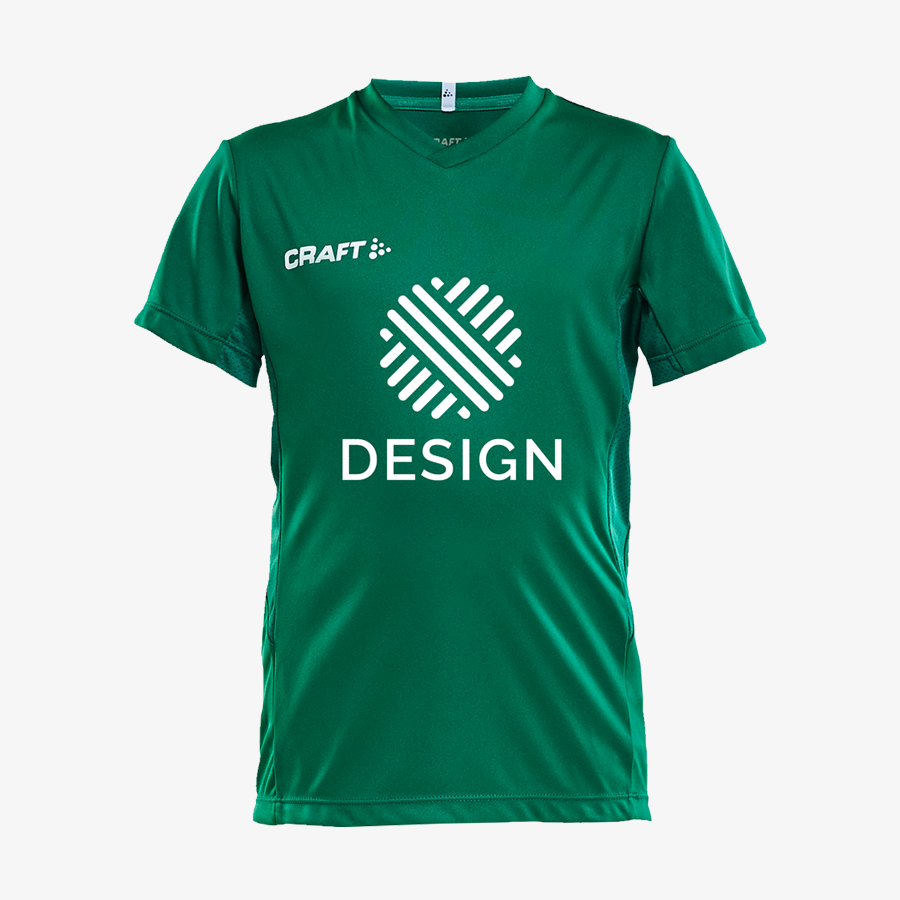 Grünes Craft-Trikot für Kinder, vorne mit individuellem Digitaltransferdruck