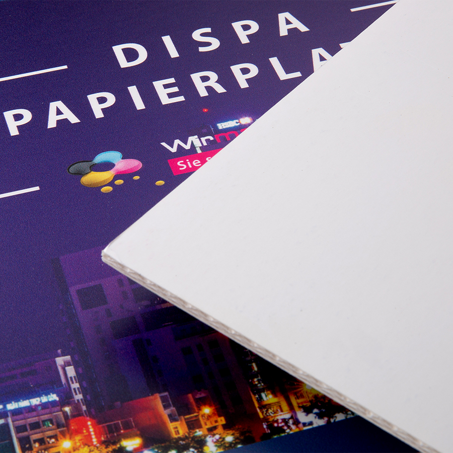 Detailansicht von individuell bedruckten DISPA-Papierplatten mit Ihrem Wunschmotiv 