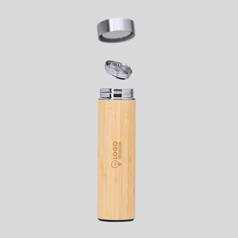Bambus-Edelstahlflasche 500 ml mit Gravur