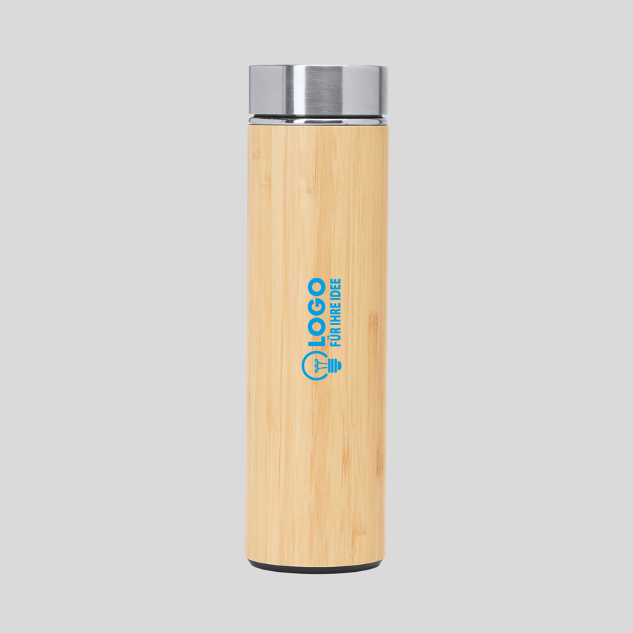 500-ml-Bambus-Edelstahlflasche mit Druck in Sonderfarbe