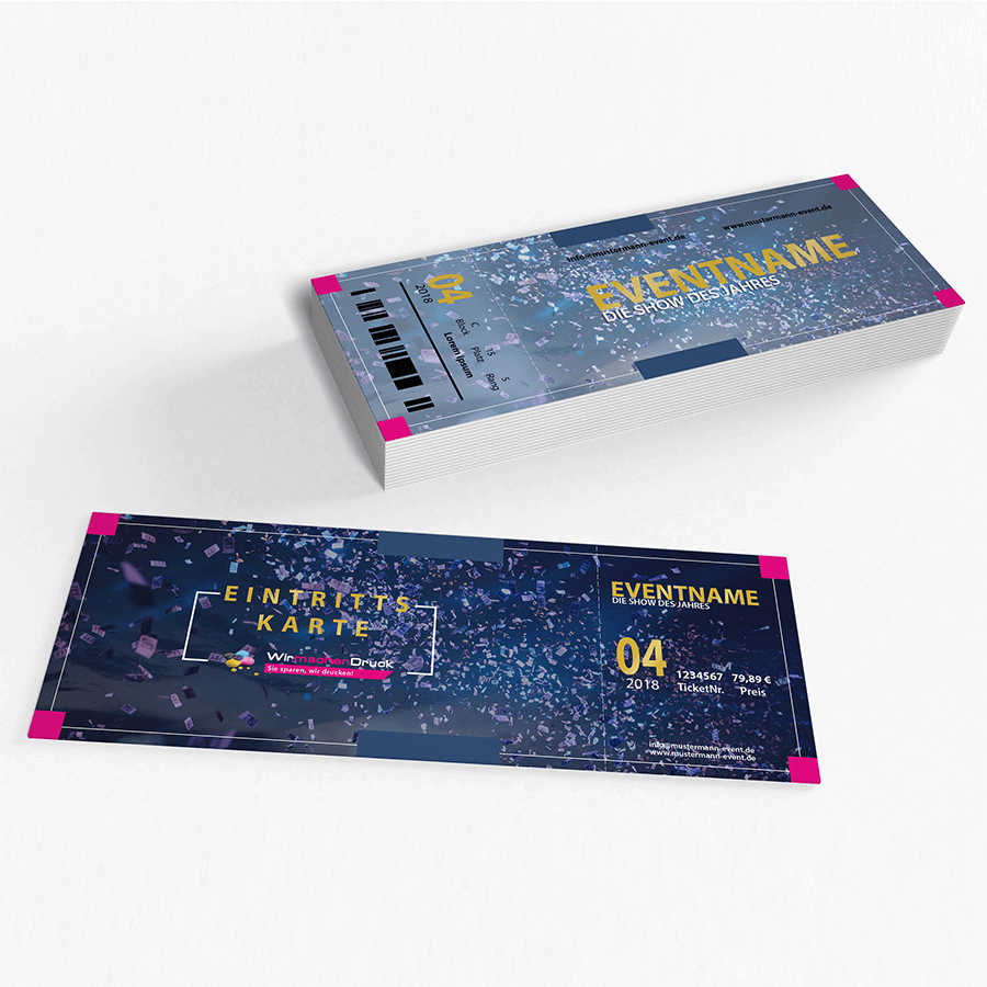 individuell gedruckte Eintrittskarten mit Sonderfarbe Gold