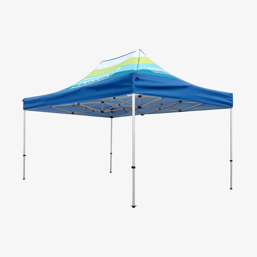 3 x 4,5 m großer Faltpavillon mit vollfarbig bedrucktem Dach, ohne Seitenwände