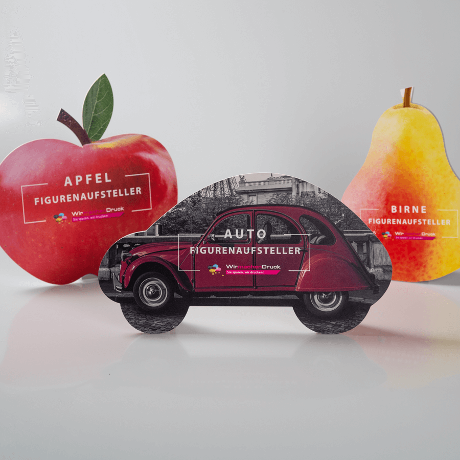 Figurenaufsteller und Pappfiguren in unterschiedlichen Konturen