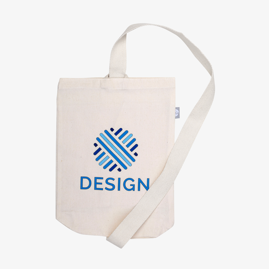 Bedruckte Flaschentasche aus recycelter Baumwolle mit zwei Fächern