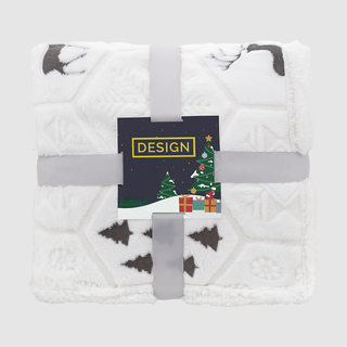 Kuschelige Weihnachts-Fleecedecke mit Geschenkband und individuell bedruckter Geschenkkarte