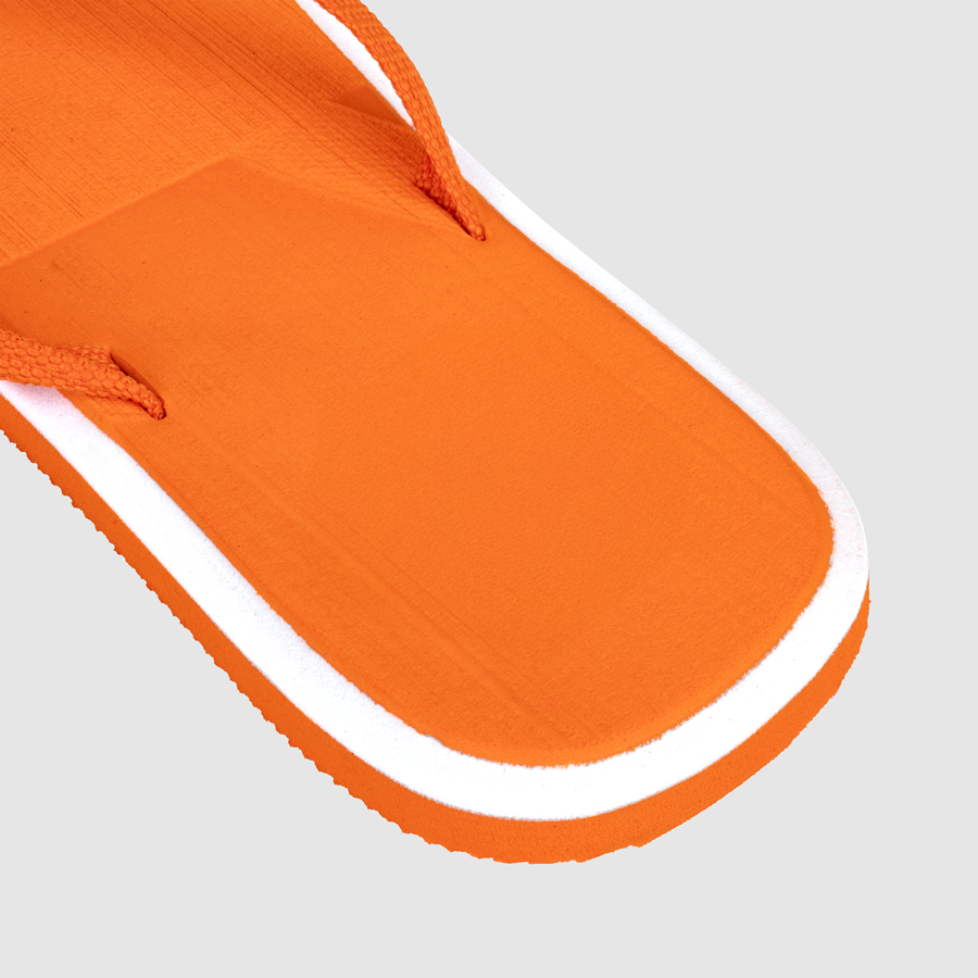 Detailansicht der Flipf-Flops mit Textiloberfläche, individuell bedruckbar oder ohne Werbeanbringung erhältlich