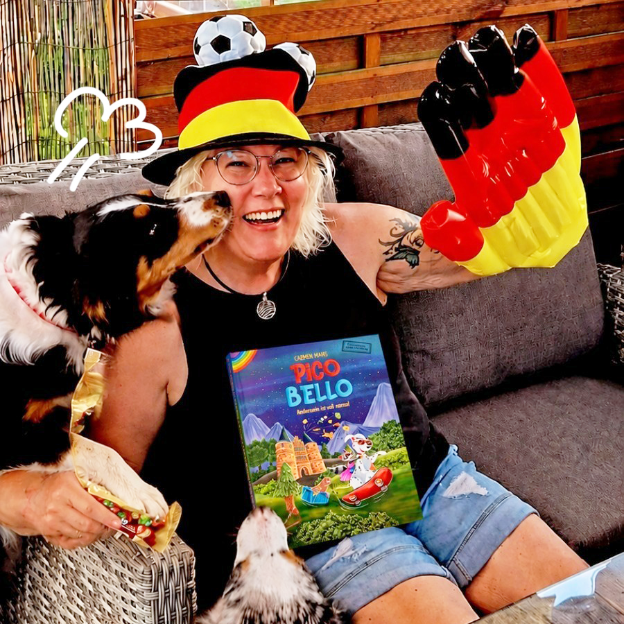 Einsendung WIRmachenFANS-Gewinnspiel: Frau mit Hund und Kinderbuch