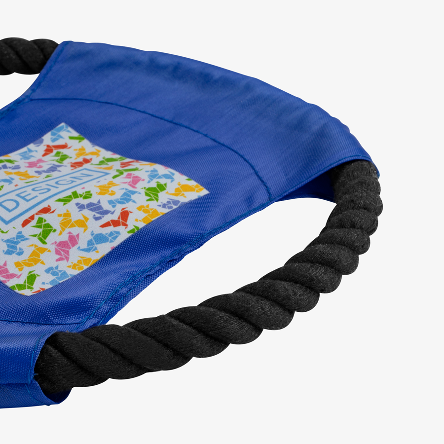 Detailansicht blaue Hunde-Frisbee mit vollfarbigem Digitaltransferdruck