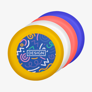 Frisbees in verschiedenen Farben mit individuellem Vinyl-Aufkleber