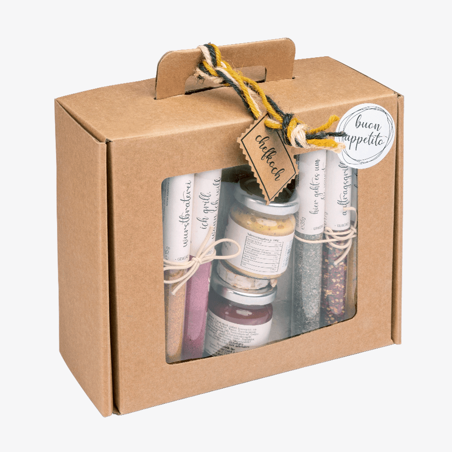 Gourmet-Berner-Präsentbox Gewürzexplosion mit Gewürzen, Senf und Co