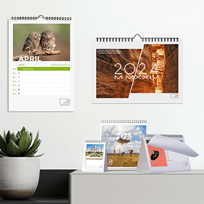 Bedruckte Tischkalender und Wandkalender mit Designvorlagen 2024
