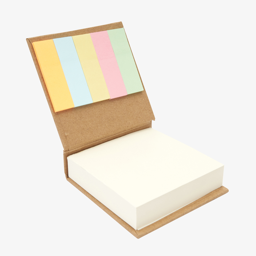 Haftnotizen-Set mit 200 Klebezetteln und 125 farbigen Papiermarkern, im Karton-Hardcover