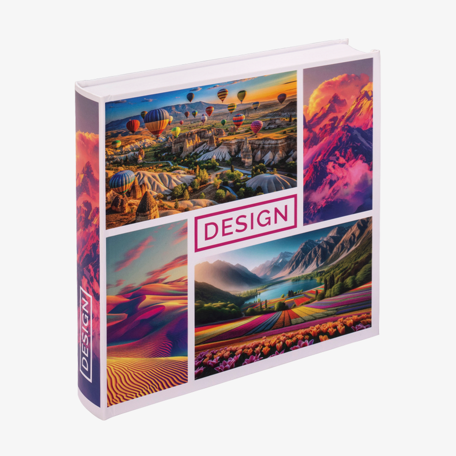 Gedrucktes Buch mit rundem Hardcover im Format 210 x 210 mm