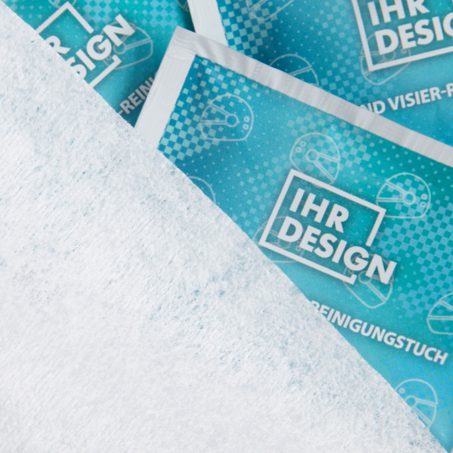 Helm- und Visierreinigungstuch, im bedruckten Sachet, Detailansicht