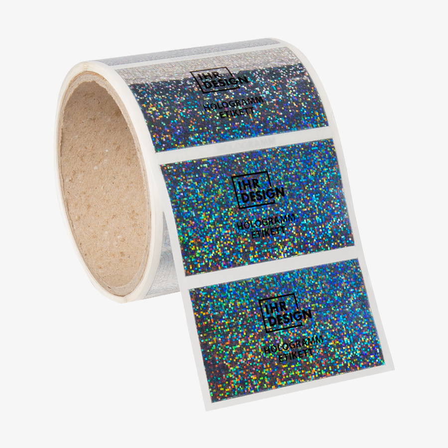 Individuell bedruckte Hologramm-Etiketten in rechteckiger Form auf Rolle, Sorte Holo-Sparkling