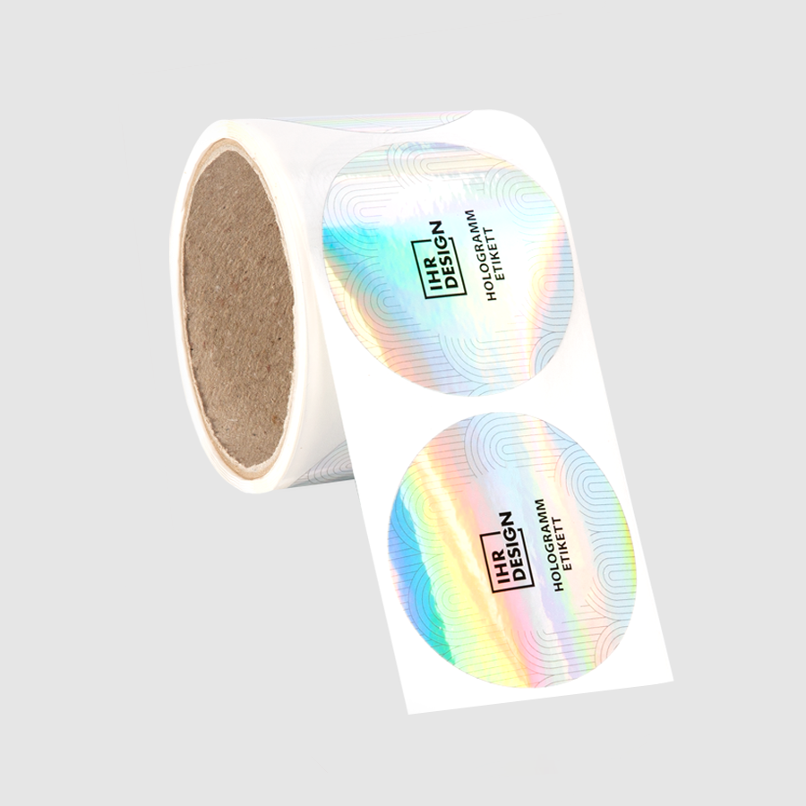 Runde Hologramm-Etiketten mit individuellem Druck, Sorte Holo-Rainbow