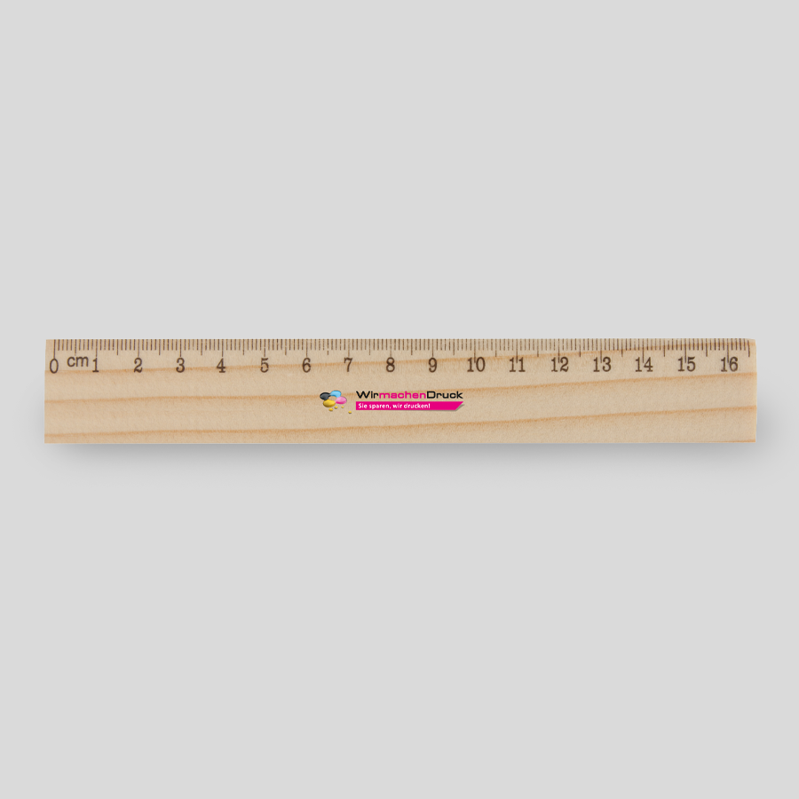 Holzlineal mit 4/0-farbigem UV-Direktdruck, 16 cm lang und umweltfreundlich
