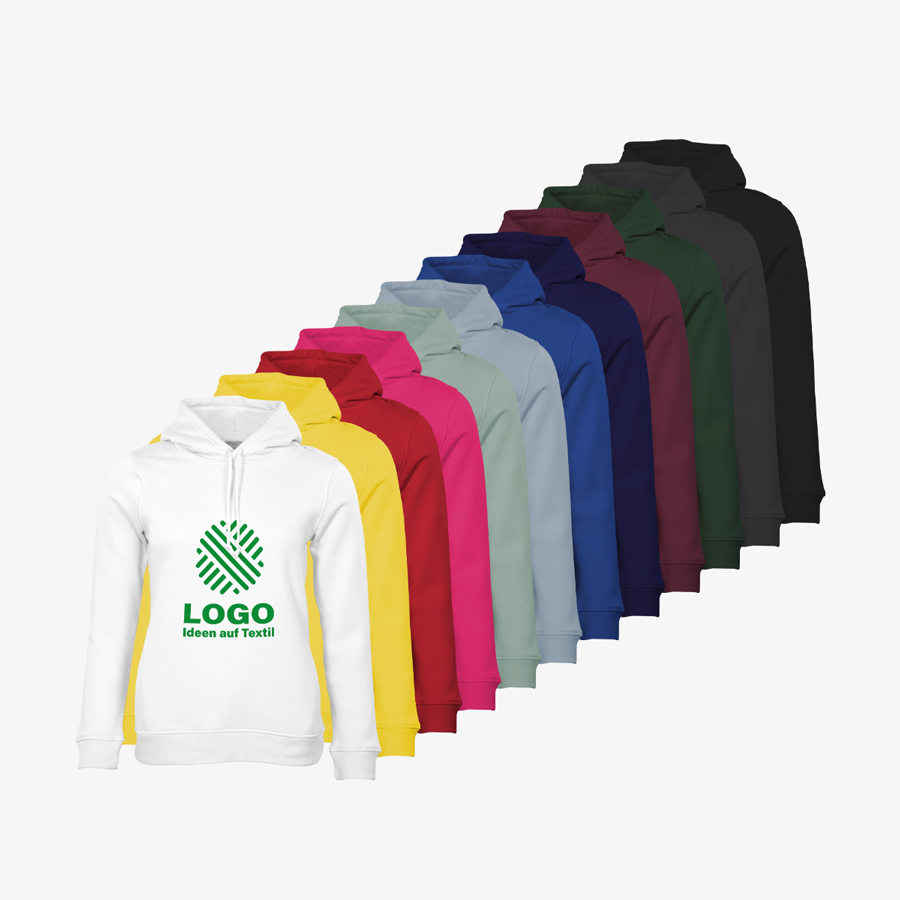 Bedruckte Organic-Hoodies von B&C Collection für Damen, in vielen Farben