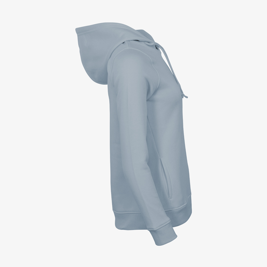 Seitenansicht eines personalisierbaren Organic-Hoodies von B&C Collection für Damen