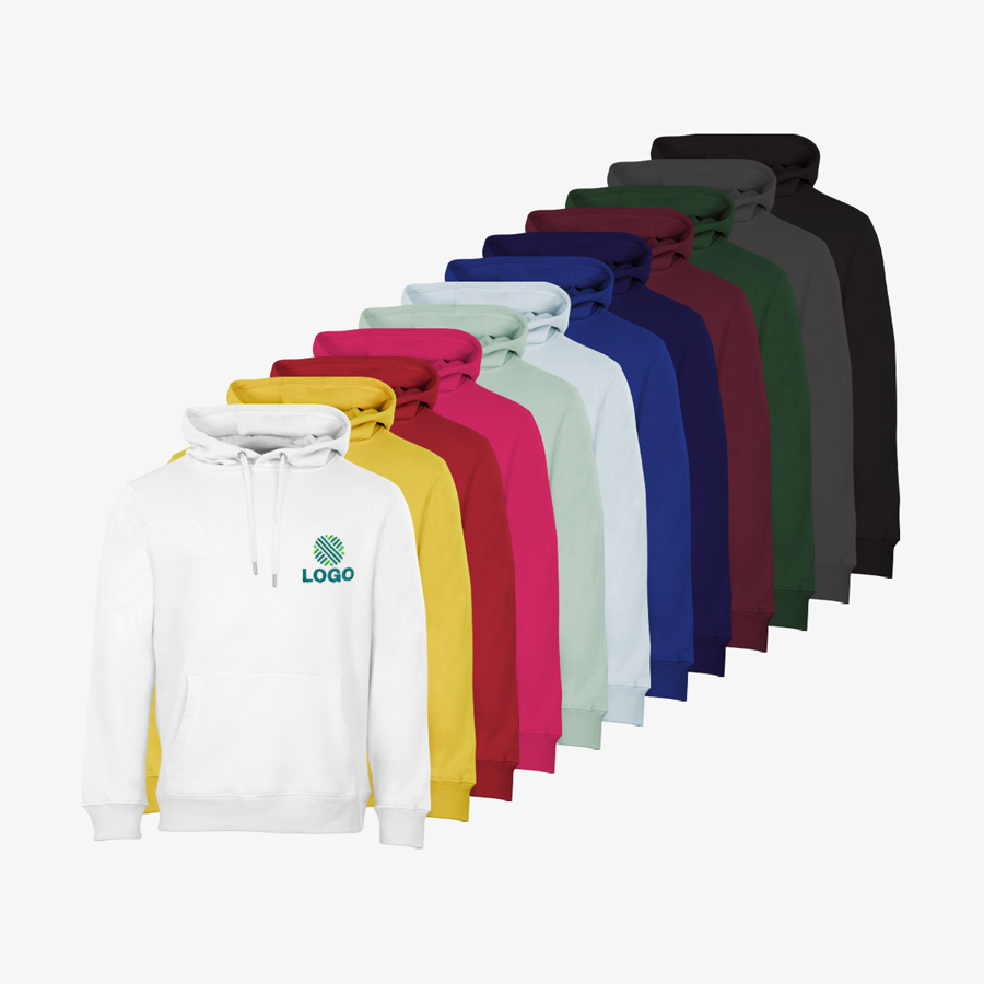 Premium-Hoodies für Herren von B&C Collection in verschiedenen Farben, auf der Brust bestickt