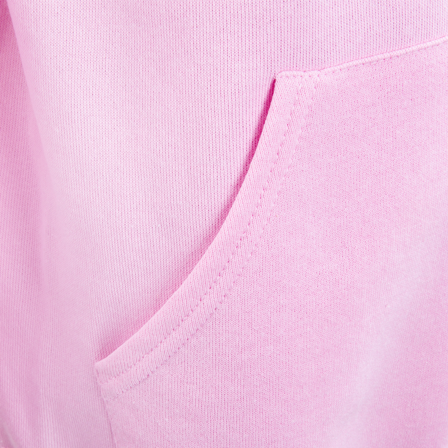 pinkfarbener Basic-Hoodie für Kinder im Digitaldruck von Fruit of the Loom in der Detailansicht