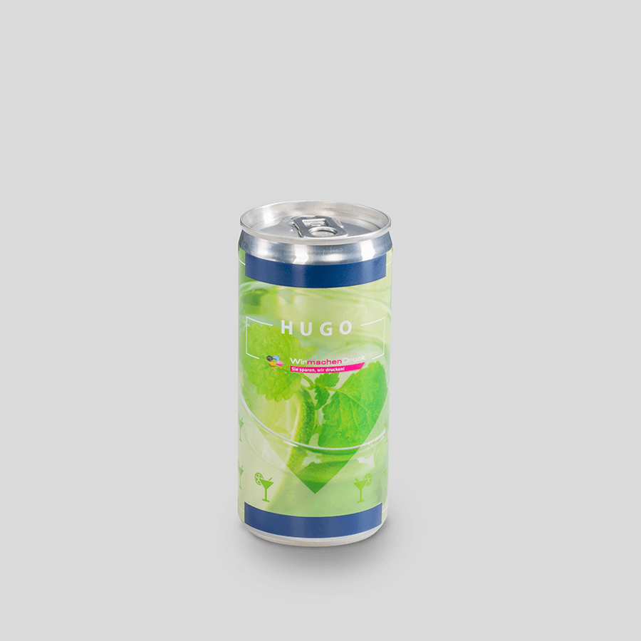 Aluminium-Getränkedose mit köstlichem Hugo, Folie individuell bedruckbar
