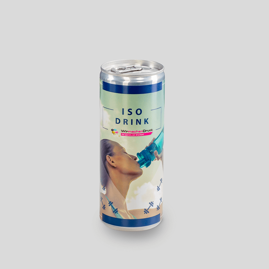 Erfrischender ISO-Drink in Aluminium-Getränkedose, Folie vollfarbig bedruckt