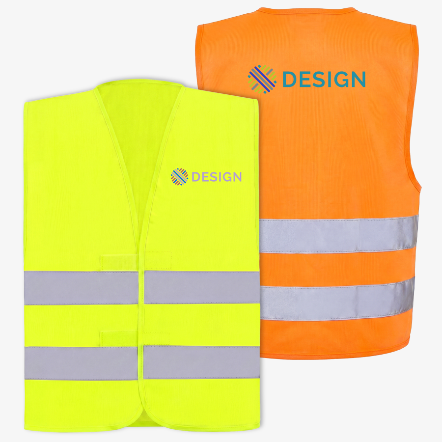 Kinder-Signalweste in neonorange oder neongelb, Vorderseite und Rückseite bedruckt