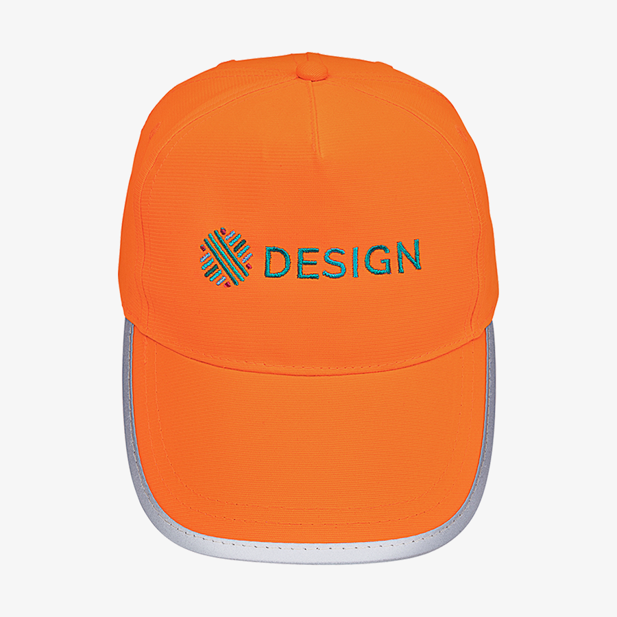 Kinder-Warnschutz-Cap von Korntex in Neonorange mit Personalisierung vorne