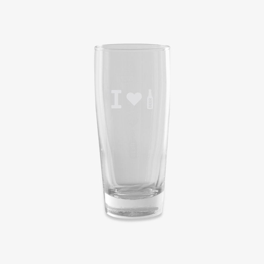 Kleines 0,2 l Bierglas, individuell gravierbar auf einer Gravurfläche von 30 x 50 mm