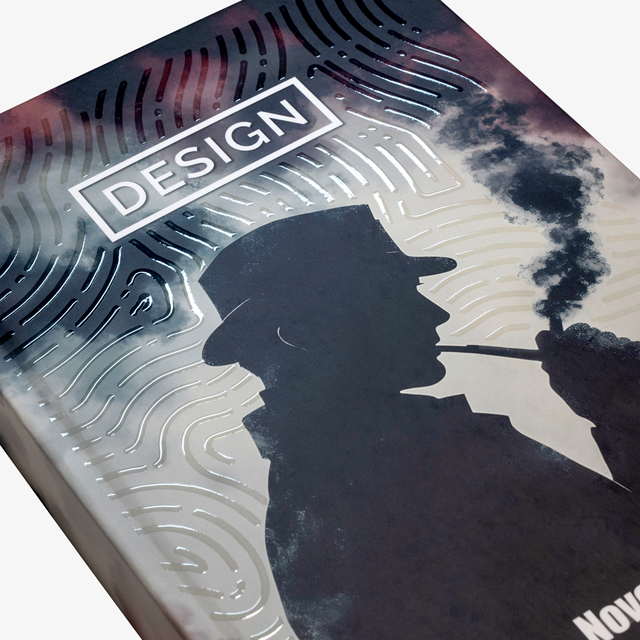 Kompakt-Buch mit Hardcover und geradem Rücken in DIN A5 hoch, Ansicht des mit UV-Lack veredelten Covers