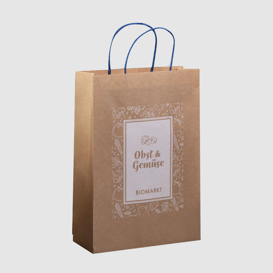 Kraftpapiertasche mit Weißdruck