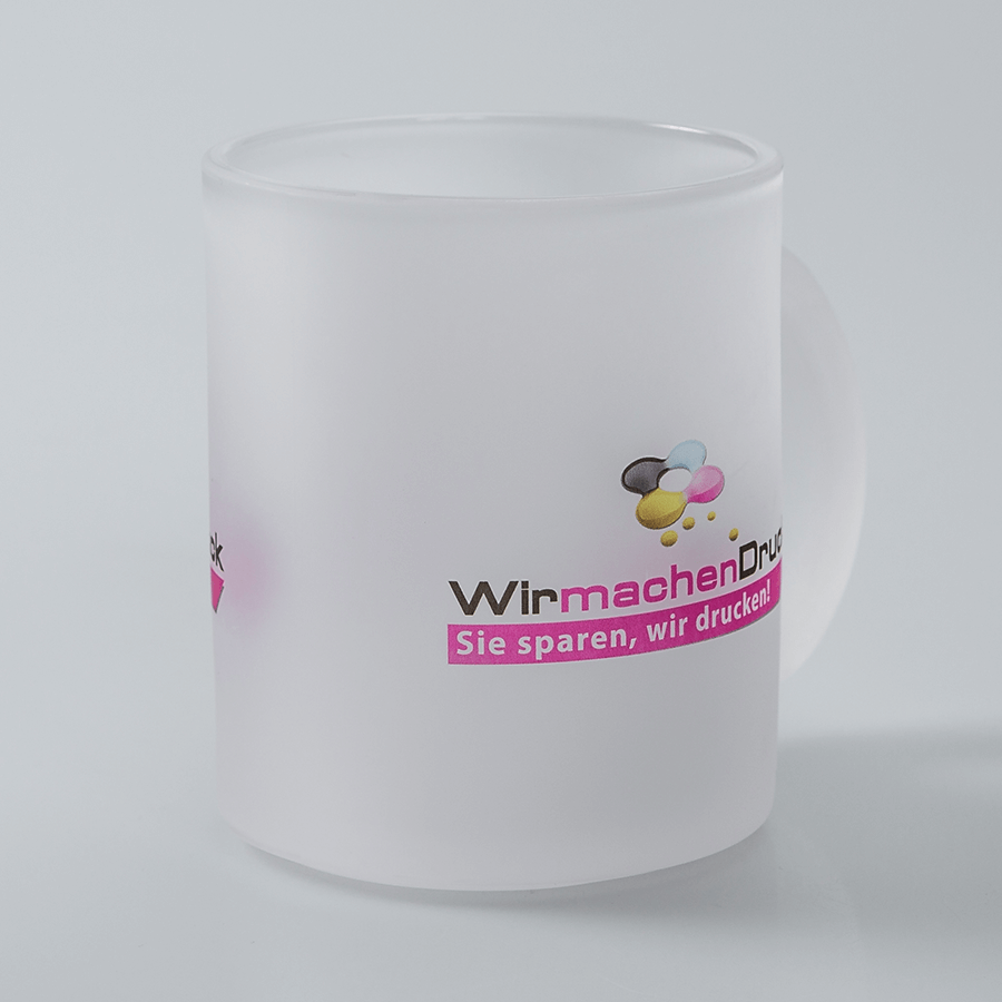 Glastasse aus Milchglas mit 300 ml Volumen und vollfarbigem Sublimationsdruck