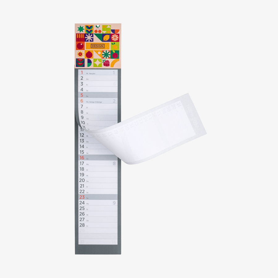 Küchenkalender mit individuellem Kopfteil und vorgedrucktem Kalendarium