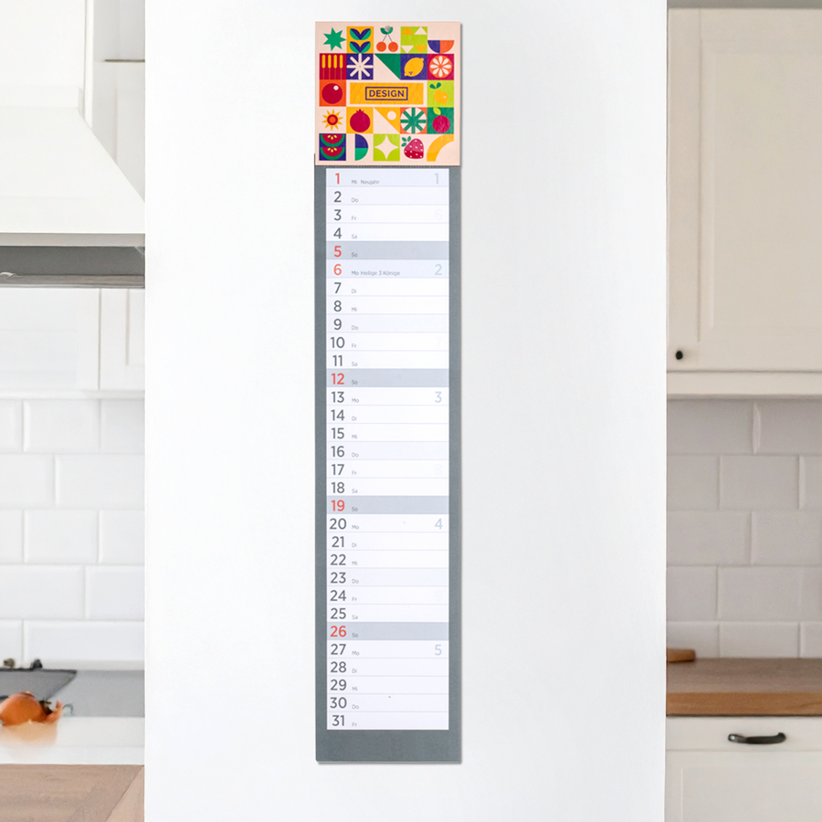 Küchenkalender mit individuell bedruckbarem Kopfteil und abtrennbaren Blättern