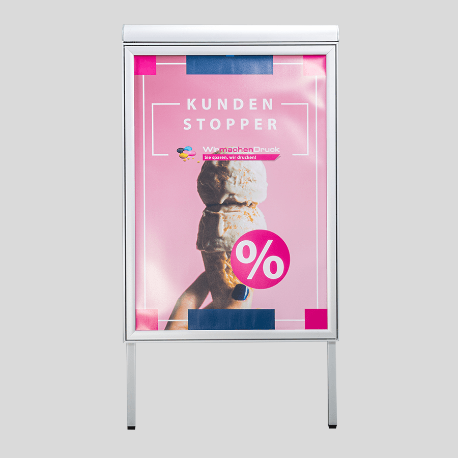 Premium-Kundenstopper Compasso mit Postertasche inkl. bedrucktem Plakat