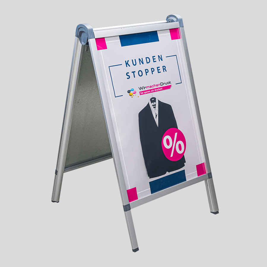 Premium-Kundenstopper Prime mit 4/0-farbig bedrucktem Poster