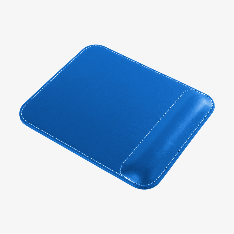 Unbedrucktes Kunstleder-Mousepad mit ergonomischer Handgelenkauflage