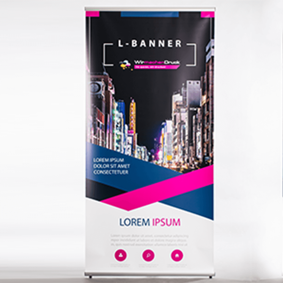 L-Banner mit 4/0-farbigem Druck nach Ihren Wünschen