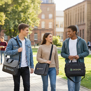 Anwendungsbeispiel unterschiedliche Akten- und Laptoptaschen mit Ihrem Logo