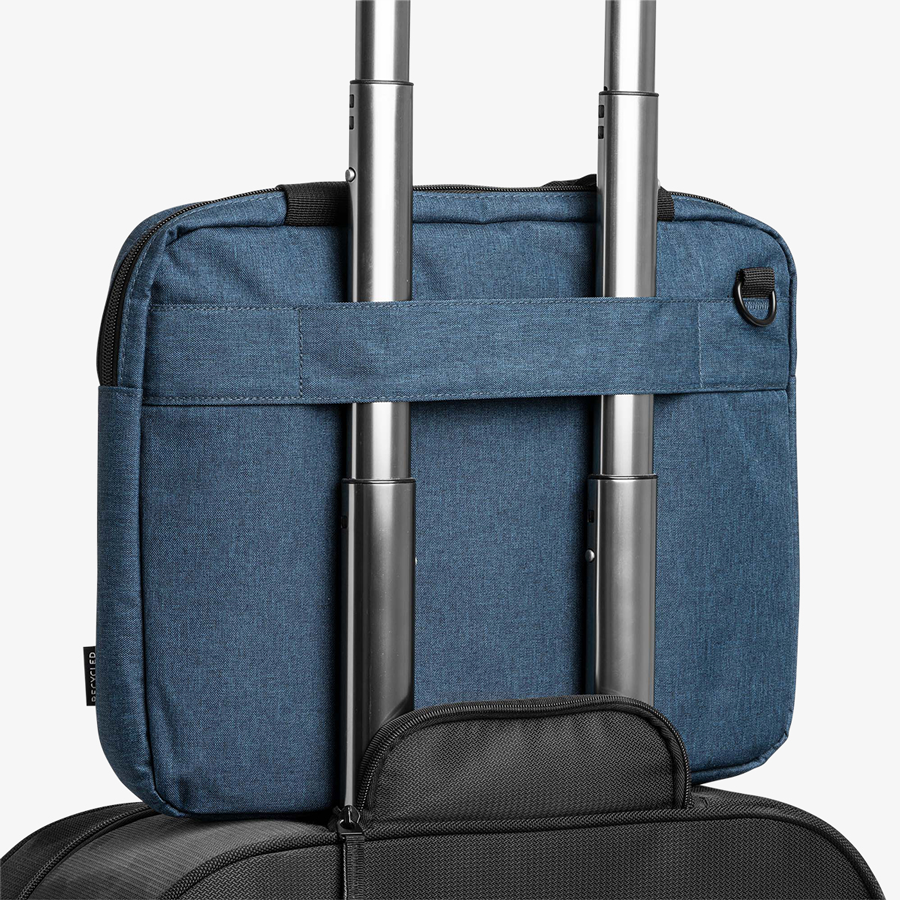 Blaue Laptoptasche mit Trolleygurt, Personalisierung im Wunschdesign möglich