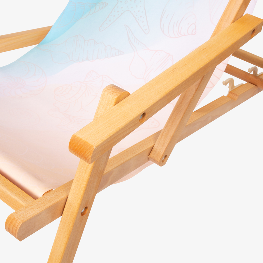 Detailansicht Premium-Liegestuhl mit Armlehnen, stabiler Rahmen 3-fach verstellbar