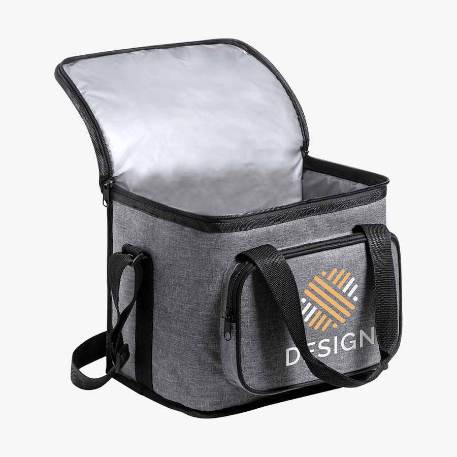 Vollfarbig bedruckte Lunch-Kühltasche mit Reißverschlussfach und zwei Tragegriffen, aus RPET 