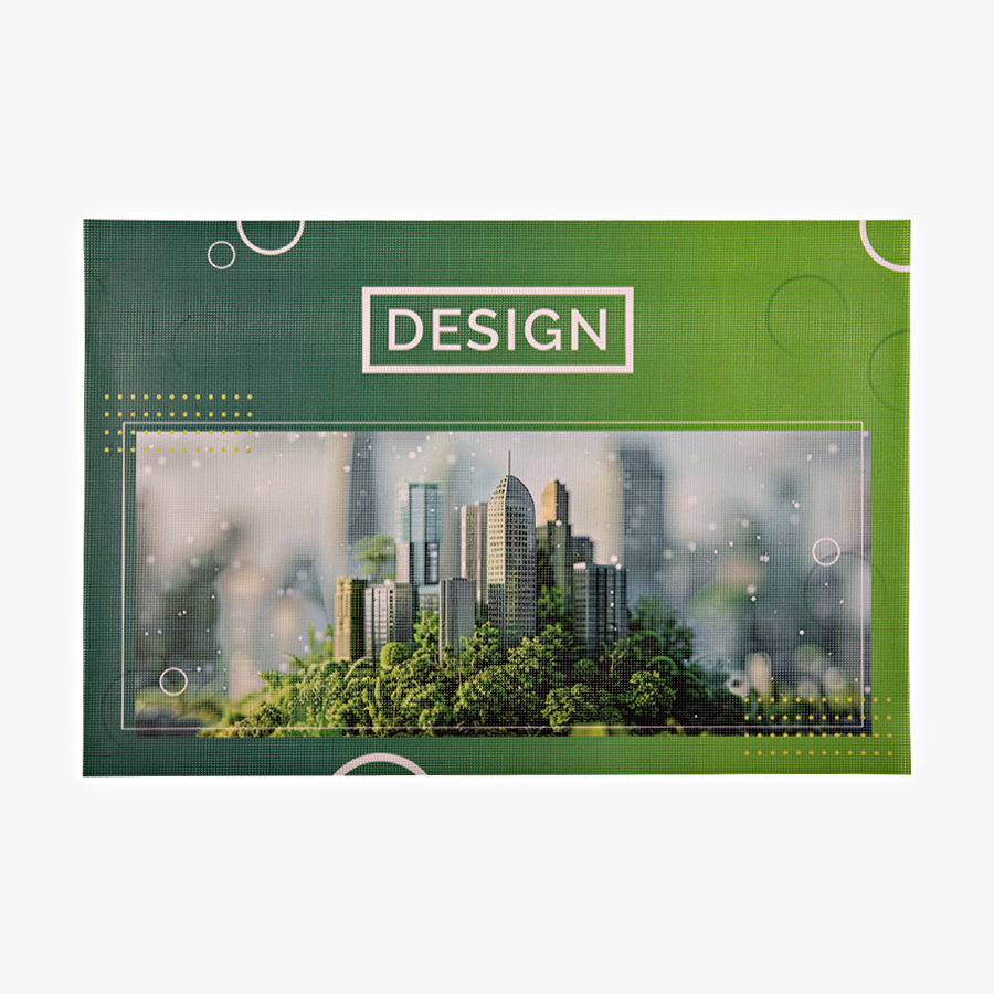 Einseitig vollfarbig bedrucktes Mesh-Banner, plano geschnitten