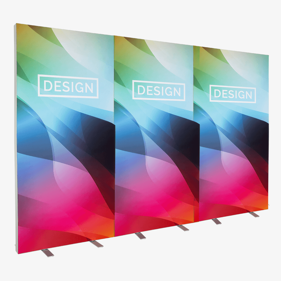 2 x 3 m großes modulares Messesystem mit individuellem Druck und integrierter LED-Beleuchtung