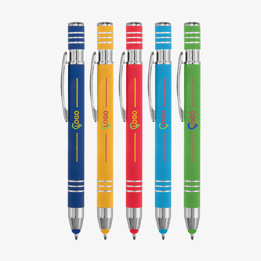 Chroma-Touchpen-Kugelschreiber aus Metall in vier Farben, individuell bedruckt