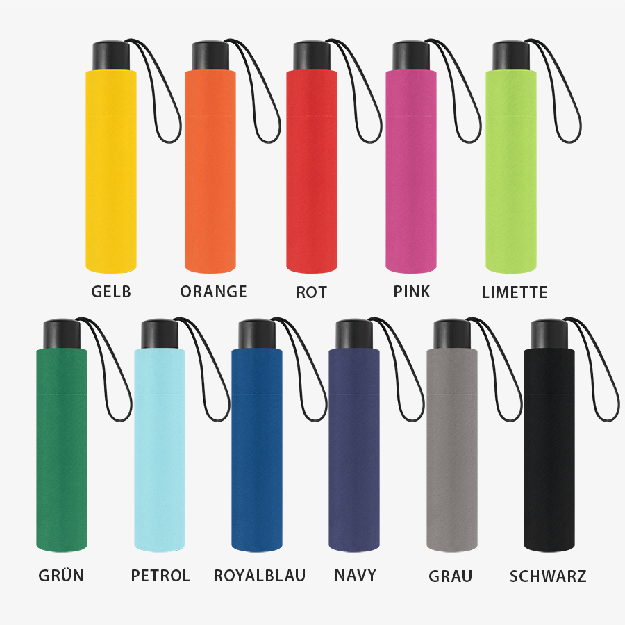 Bedruckbare Mini-Taschenschirme in zahlreichen wunderschönen Farben
