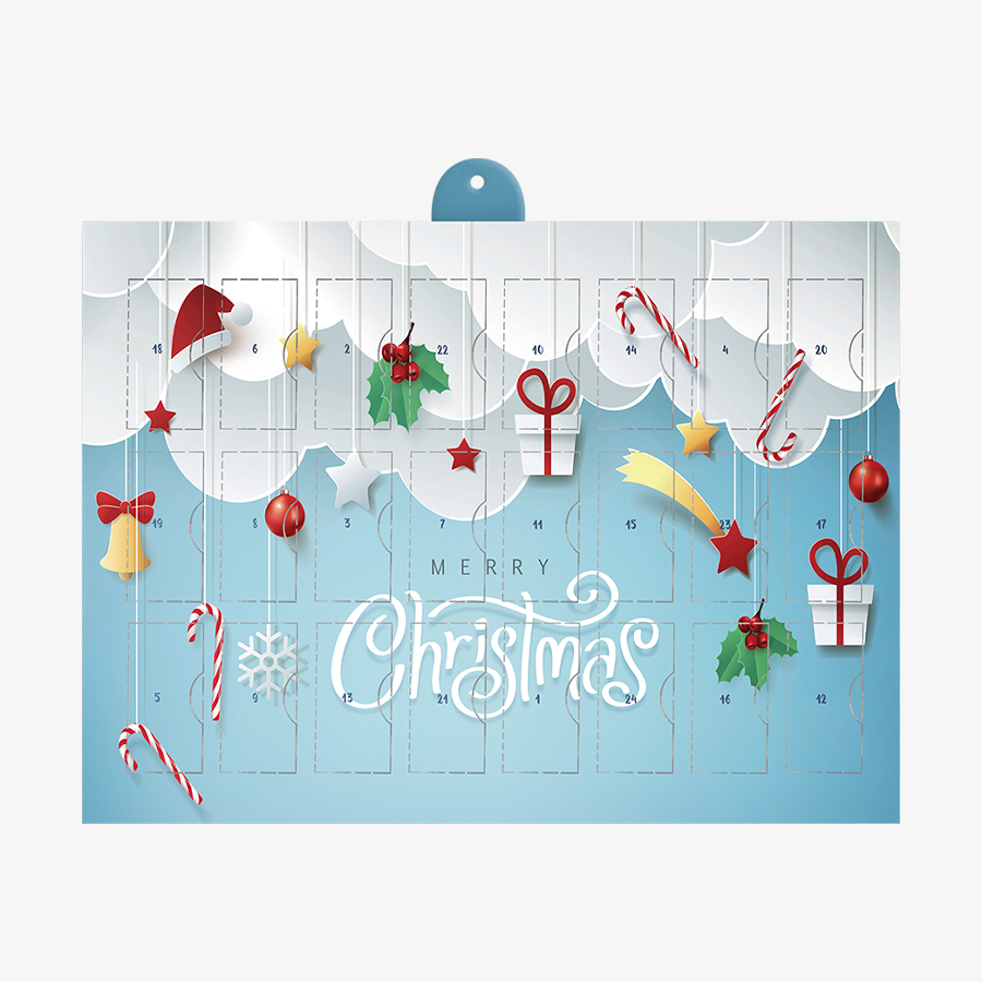 Adventskalender zum Aufhängen, gefüllt mit kinder Schokolade und kinder bueno